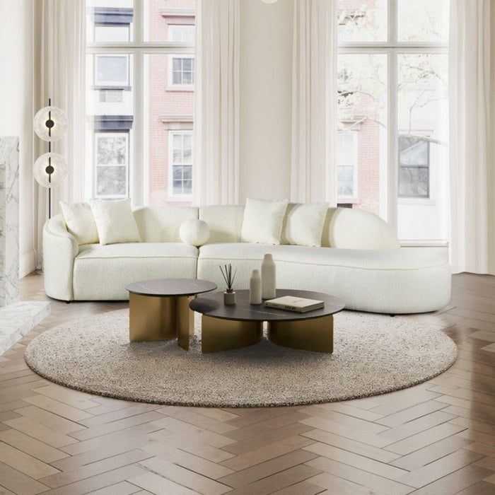 Elijah - Japandi Curvy Sectional Sofa - Beige