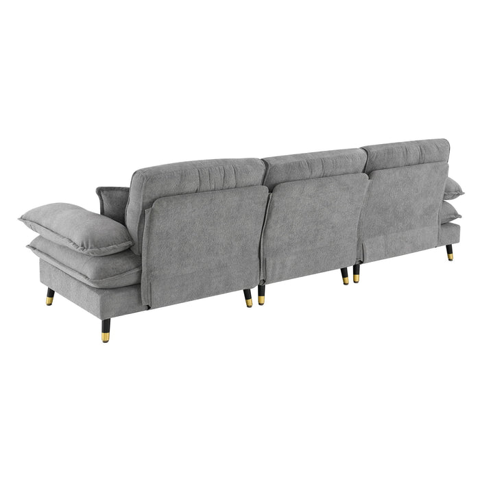 L Shaped Convertible Sectional Sofa 4 Seat Tufted Couch Set With Two Tone Adjust Legs Cloud Movable Ottoman