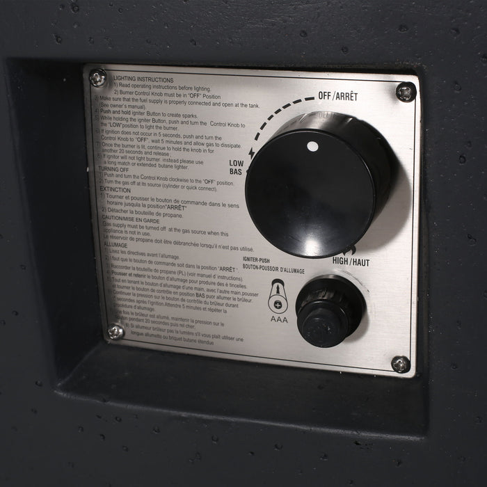 Outdoor Lightweight Concrete Square Fire Pit 40, 000 Btu With Built In Tank Storage - Dark Gray