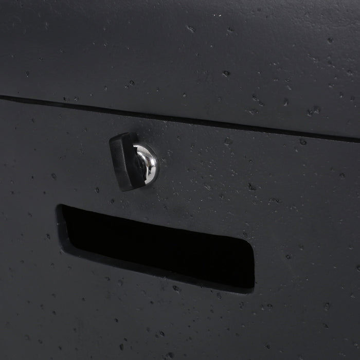 Outdoor Lightweight Concrete Square Fire Pit 40, 000 Btu With Built In Tank Storage - Dark Gray