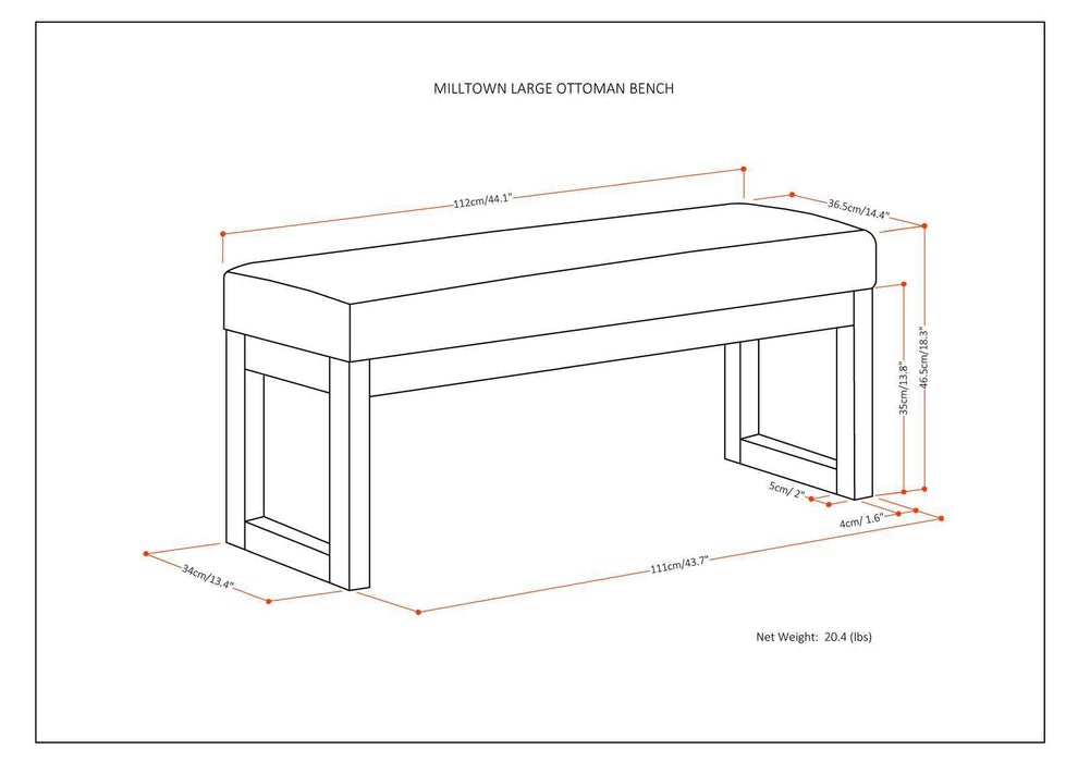 Milltown - Upholstered Ottoman Bench