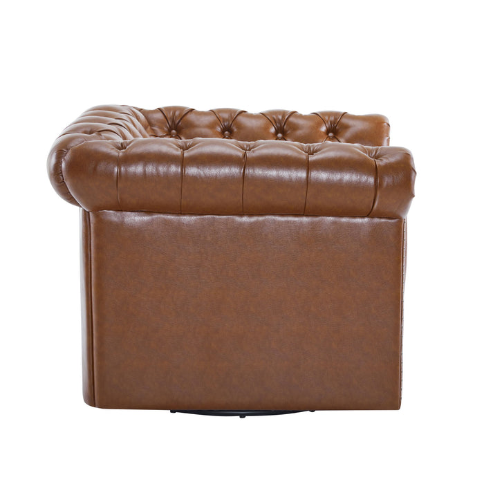 Chesterfield Style Swivel Club Chair With Button Tufted
