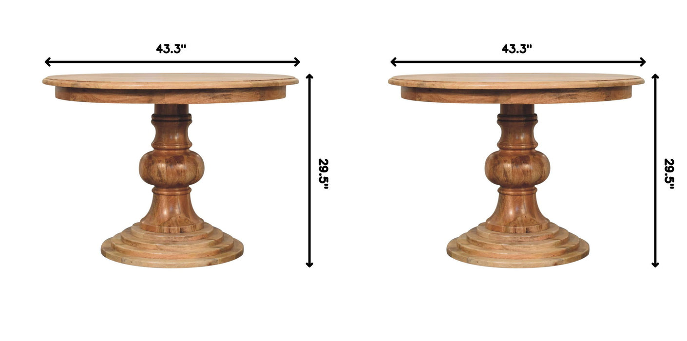 Round Turned Dining Table - Oak