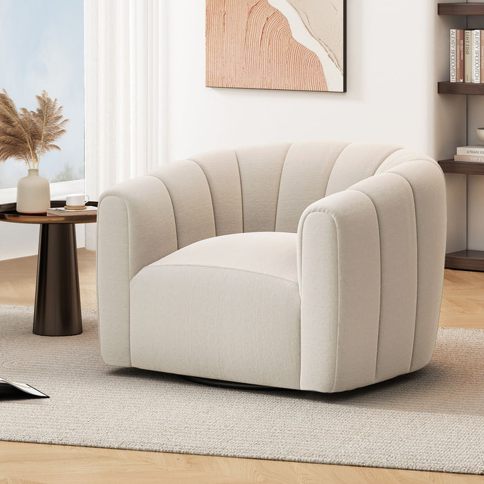 Serenizia - Upholstered Swivel Chair With Channel Tufted