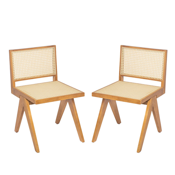 Chandigarh Dining Room Chairs With Natural Rattan (Set of 2)