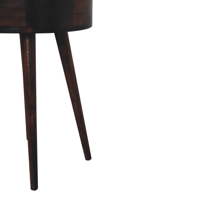 Nordic Circular Shaped Bedside Table - Walnut