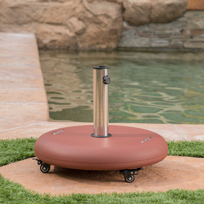 Wheelie - Round Umbrella Base With Stainless Steel Holder