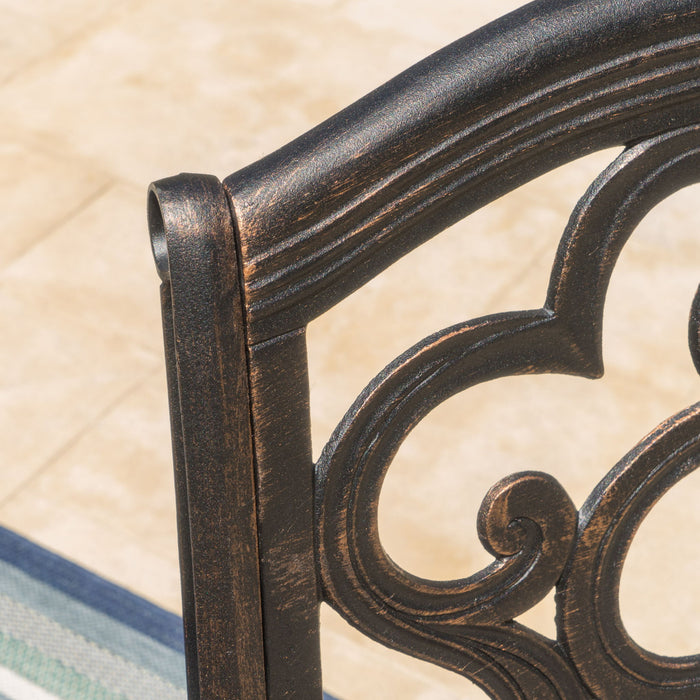 Cast Aluminum Dining Chair With Hand Crafted Details - Copper