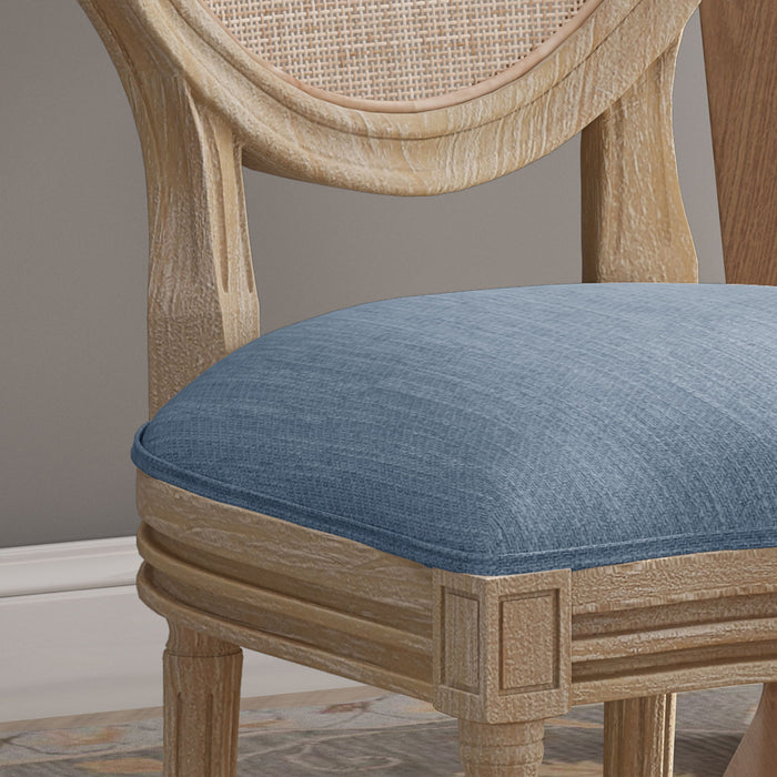 Elegant Dining Chair Set With Cane And Fabric Upholstery