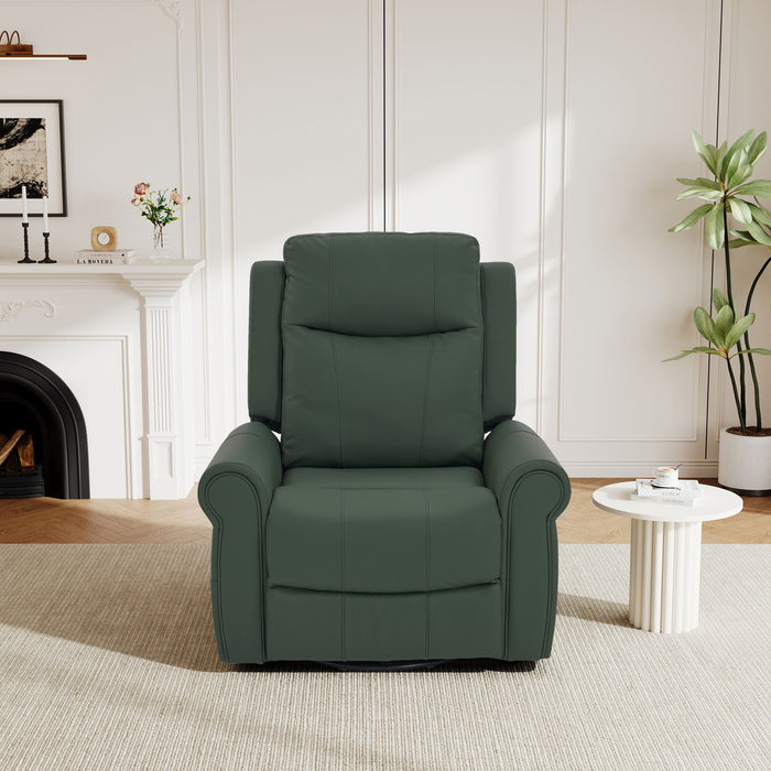 Manual Recliner Chair With 270 Degree Swivel, Massage & Heating, Dual Reclining Positions