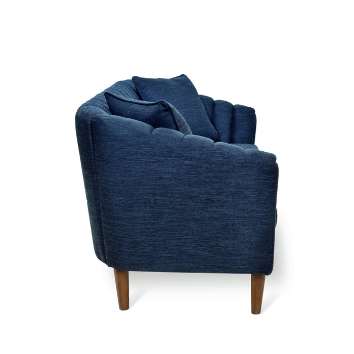 Contemporary 3 Seater Sofa With Button Tufted Design - Navy Blue