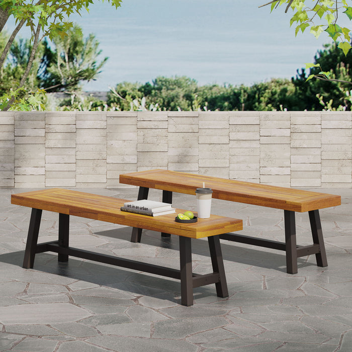 Tranquilizer - Outdoor Acacia Wood Bench With Slat Panel Design