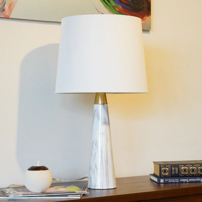 Enclave - Hydro Table Lamp With On / Off Switch Base Shade - Gold / White / White Marble