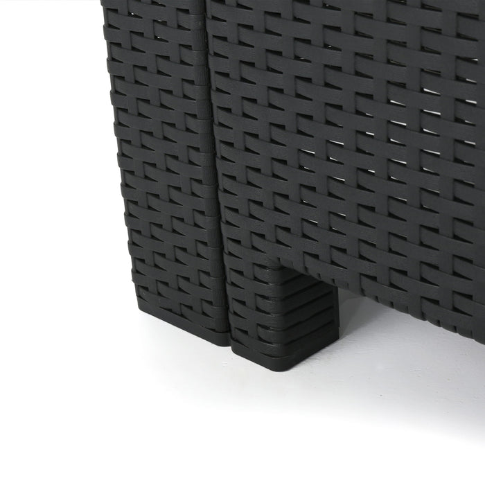 Outdoor Faux Wicker Rattan Style Chat Set With Water Resistant Cushions, 5 Pieces Set - Charcoal / Light Gray