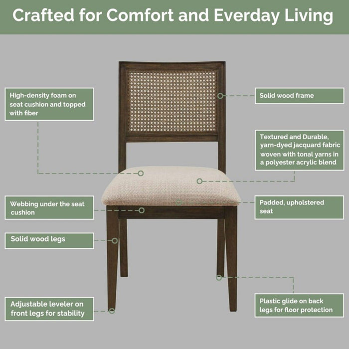 Modern Armless Dining Chair With Cane Back (Set of 2)