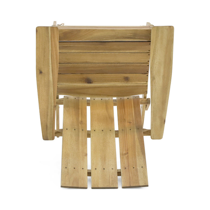 Outdoor Foldable Adirondack Chair With Slat Back - Natural