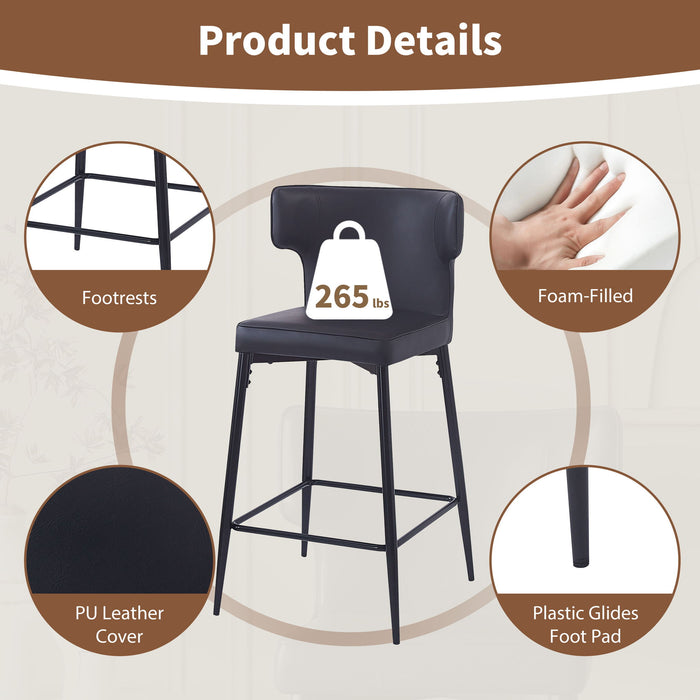 Modern Bar Stools With Upholstery And Metal Footrest (Set of 2)