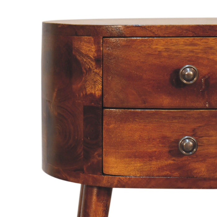 Mini Rounded Nightstand - Chestnut