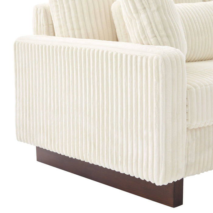 Modern Corduroy Loveseat Sofa With 4 Pillows