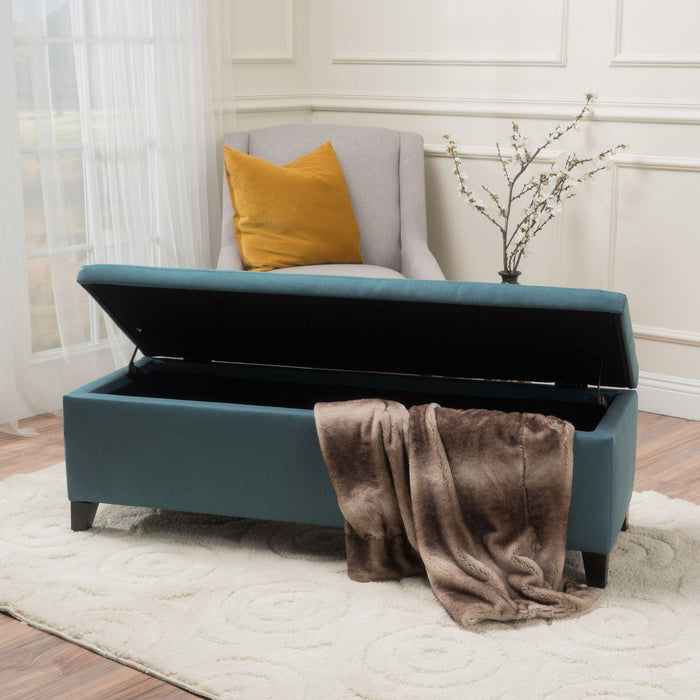 Contemporary Storage Ottoman Bench With Polyester Upholstery