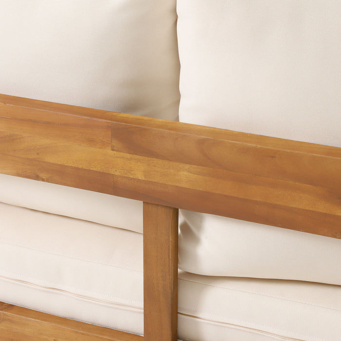 Brooklyn - Sofa Set Rounded Tuxedo Design - Teak / Beige