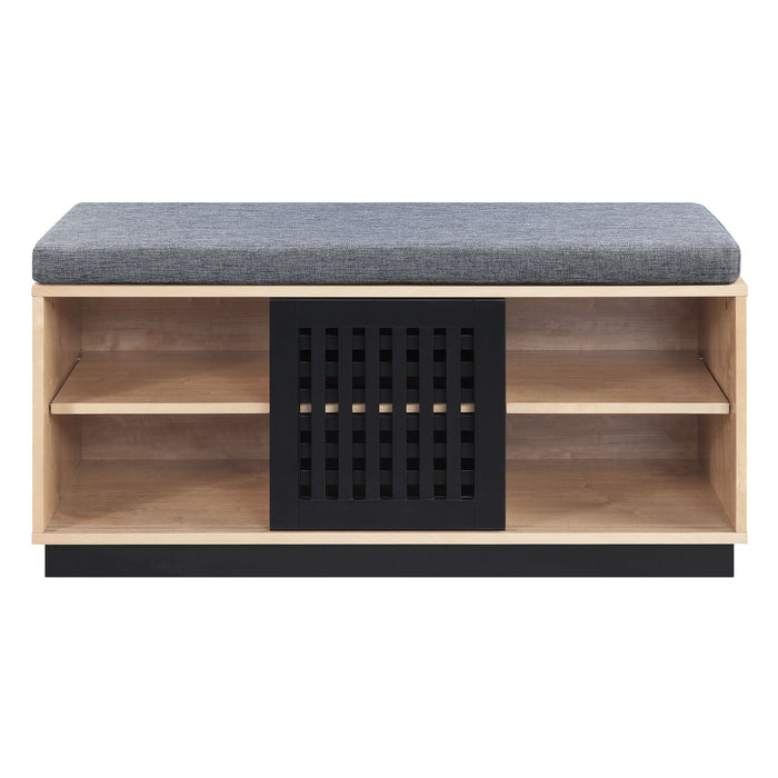 Gamaliel - Bench With Storage - Oak / Espresso