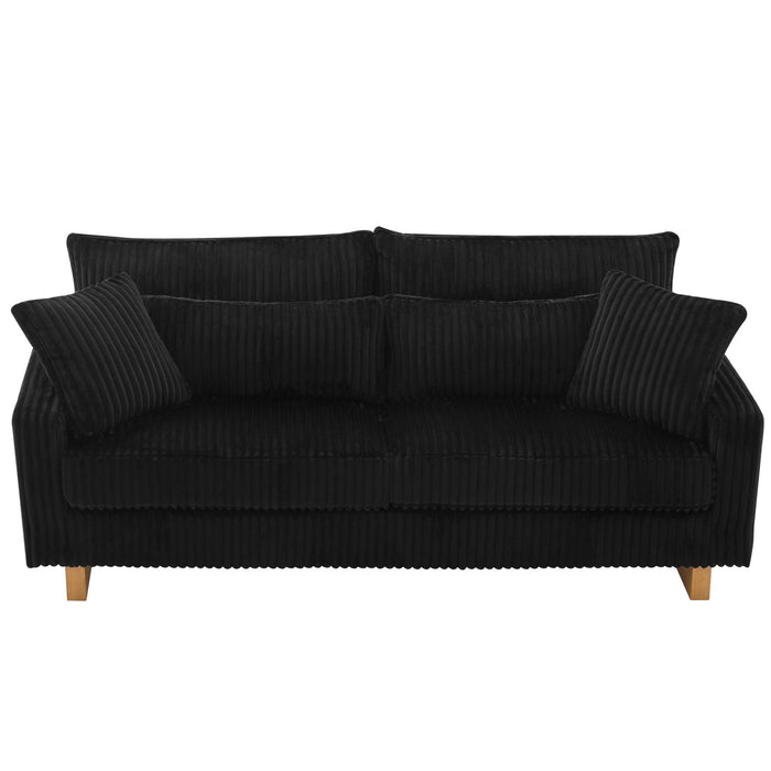 Modern Corduroy Loveseat Sofa With 4 Pillows