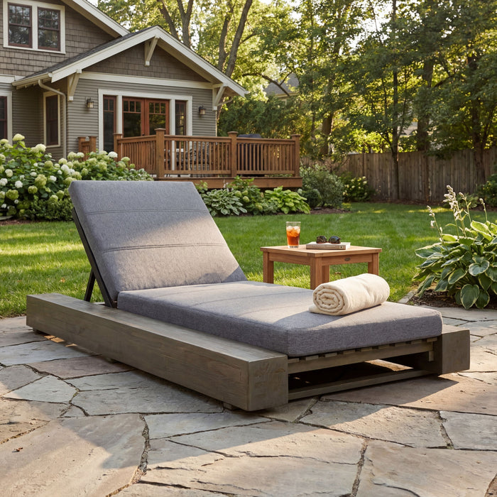 Outdoor Chaise Lounges With Water-Resistant Cushions, Adjustable Backrest