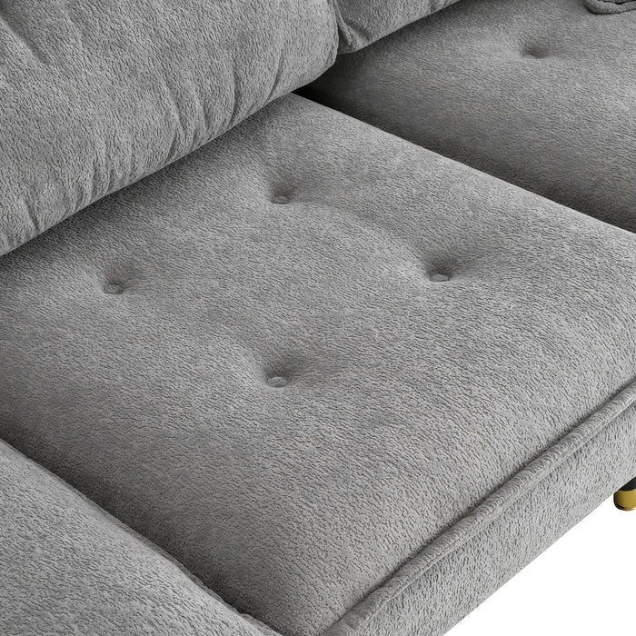 L Shaped Convertible Sectional Sofa 4 Seat Tufted Couch Set With Two Tone Adjust Legs Cloud Movable Ottoman