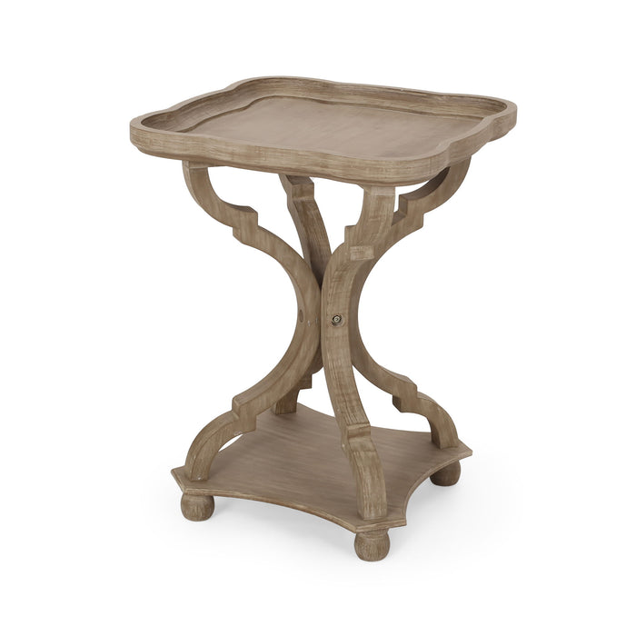 French Country Accent Table With Hourglass Design - Natural