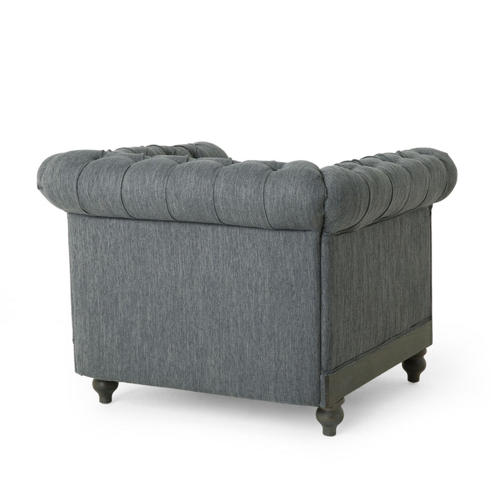 Luminex - Tufted Upholstered Club Chair With Nailhead Accents And Scrolled Tuxedo Arms