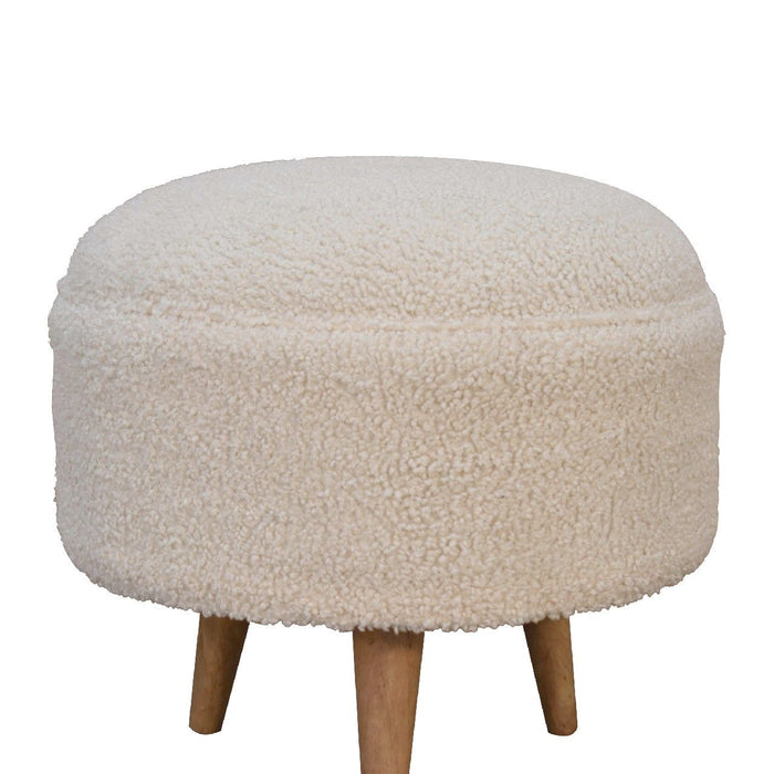 Boucle Rounded Footstool - Oak