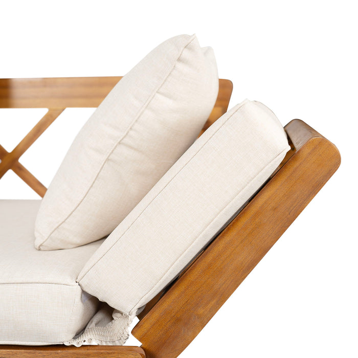 Outdoor Patio Daybed Sofa, 3 Seat Sofa With Foldable Arm 4 Back Pillows