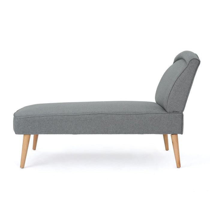 Fabric Chaise Lounge With Rubberwood Frame - Slate
