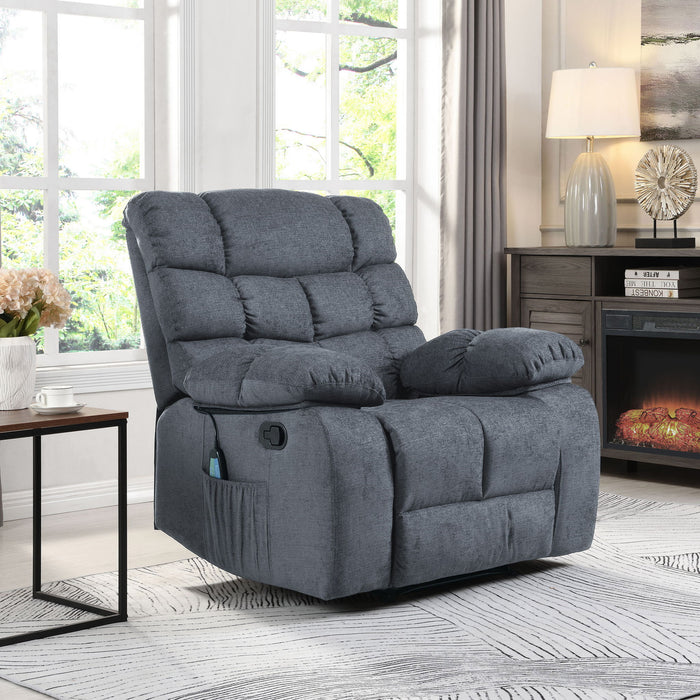 Contemporary Massage Recliner With Pillow Tufted Design - Charcoal