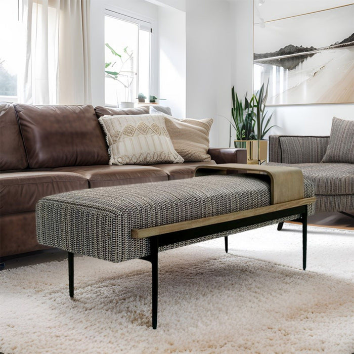 Upholstered Cocktail Ottoman With Slide Tray - Multi