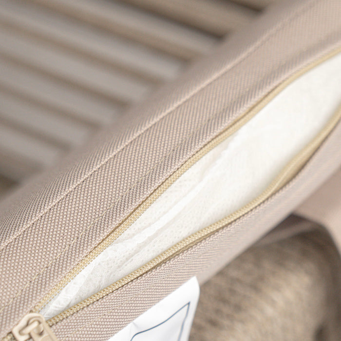 Acacia Wood Outdoor Dining Chairs (Set of 2) With Rope Design Back And Arms, Washable Cushion - Light Brown