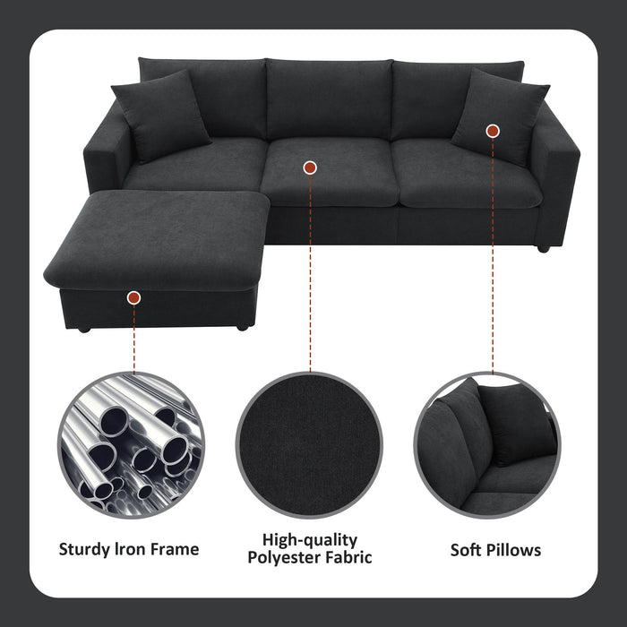 Modern Sectional Sofa With Throw Pillows, Cloud L Shaped Couch Set With Wide 4 Seat Comfy Couch Set With Movable Ottoman