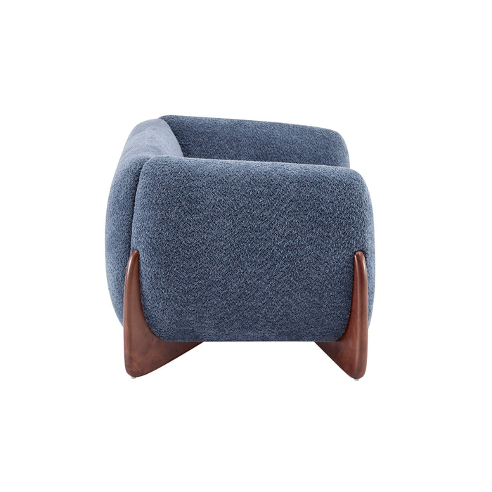 Contemporary Boucle Sherpa Sofa With Birch Wood Legs