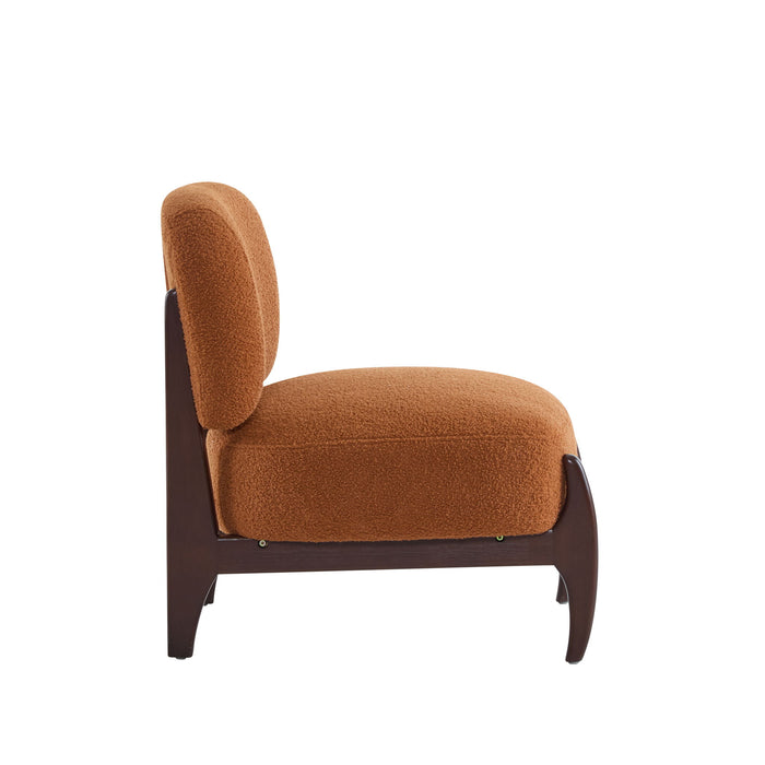 Modern Boucle Lounge Chair With Solid Wood Fram