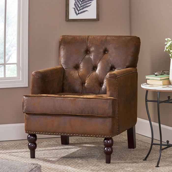 Vitality - Club Chair With Button Tufted Diamond Stitching And Turned Legs