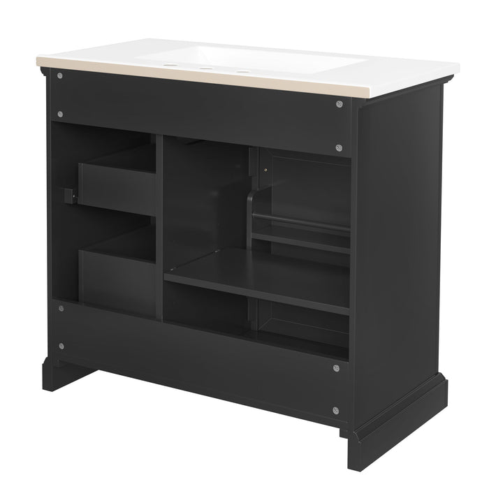 36" Bathroom Vanity With Sink, 2 Tip Out Drawers, Soft Close Hinges