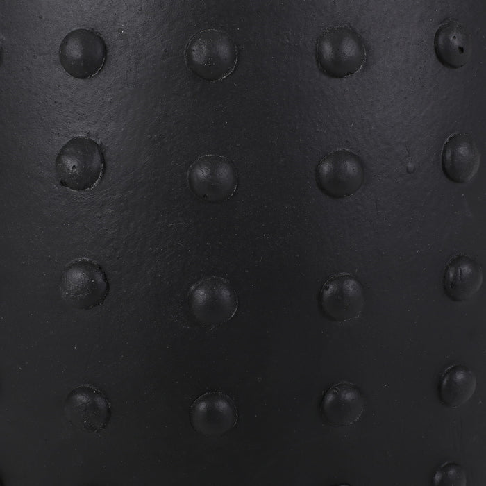 Outdoor End Table With Outstanding Studded Design - Matte Black