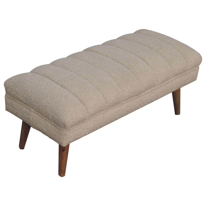 Boucle Puffer Bench - Beige