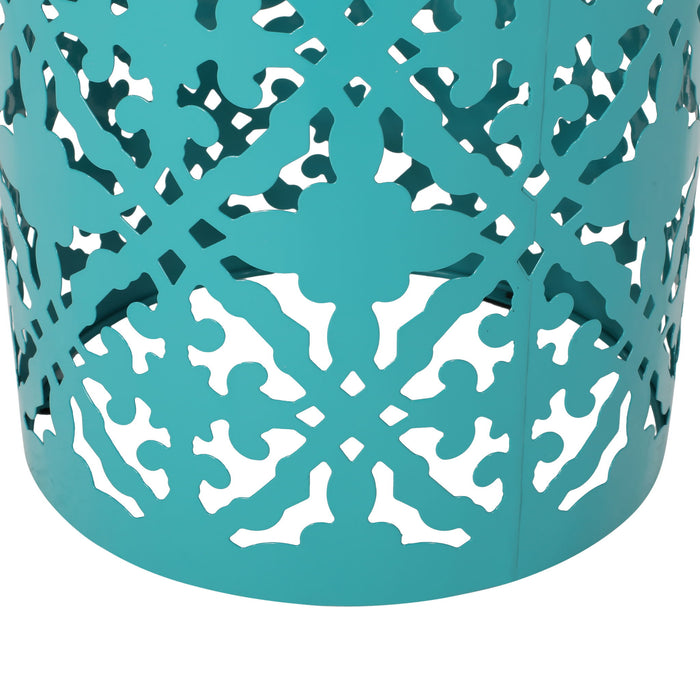 Airy - Outdoor Side Table With Lace Cut Design And Metal Frame
