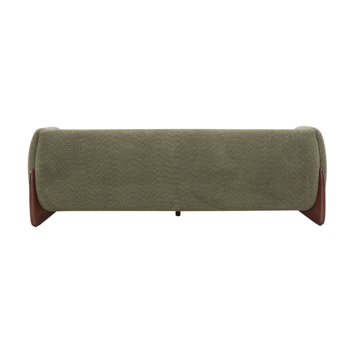Contemporary Boucle Sherpa Sofa With Birch Wood Legs