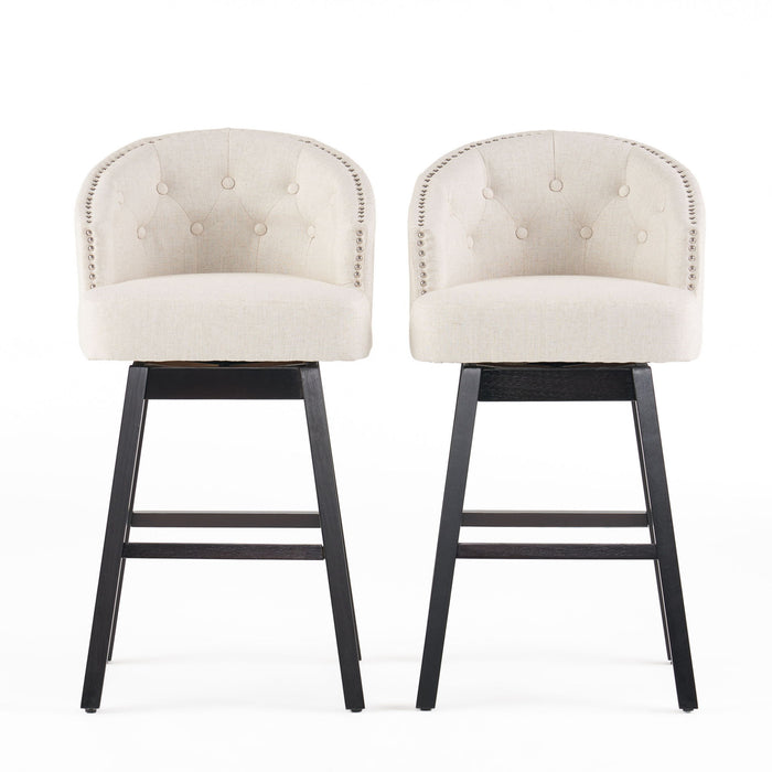 360 Degree Swivel Bar Stool With Stunning Nailhead Trim (Set of 2)