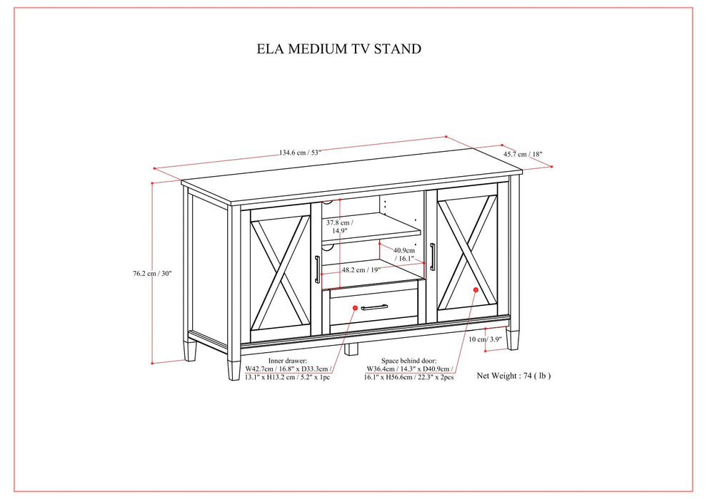 Ela - Medium TV Stand - Smoky Brown