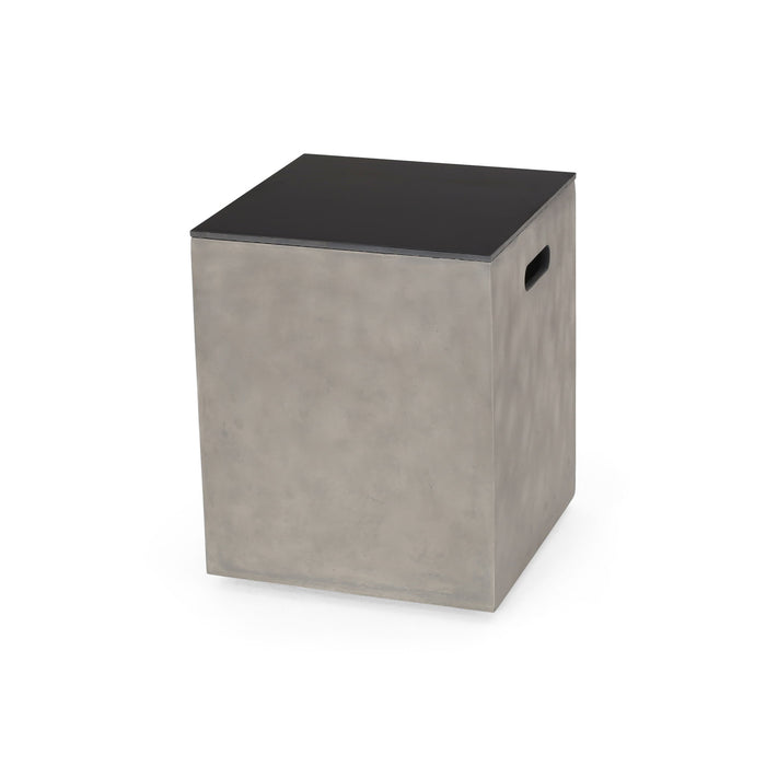 Modern Design Mgo Tank Holder Side Table With Ceramic Top - Black / Gray