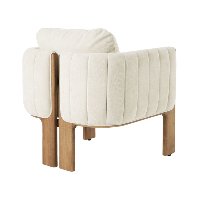 Upholstered Dining Chair With Vertical Channel Tufting (Set of 2) - Beige / Walnut